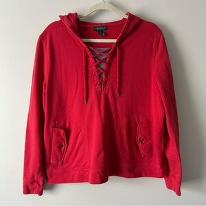 Lauren Ralph Lauren nautical lace up cotton pullover hoodie Xl